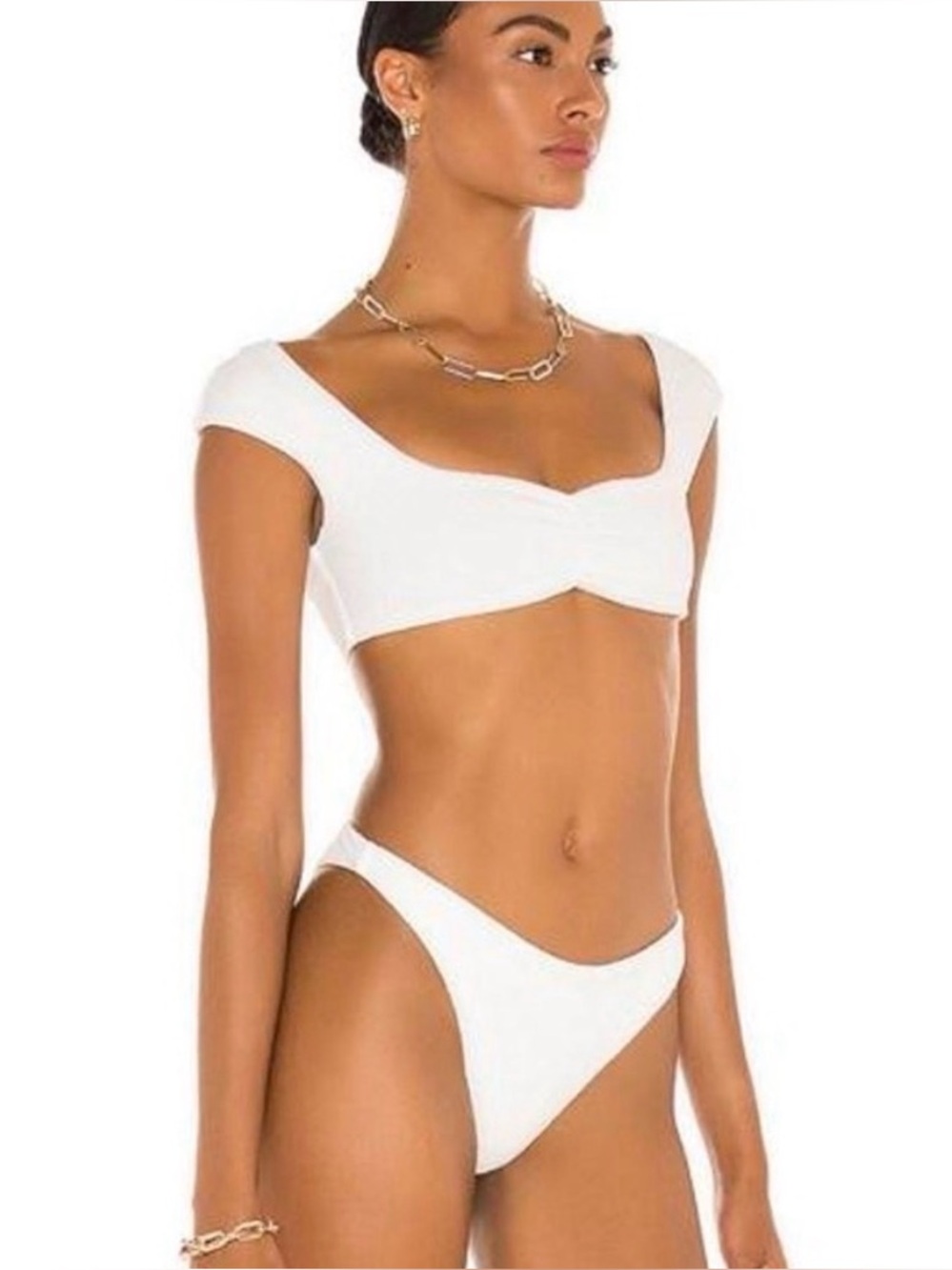 White textured bikini top